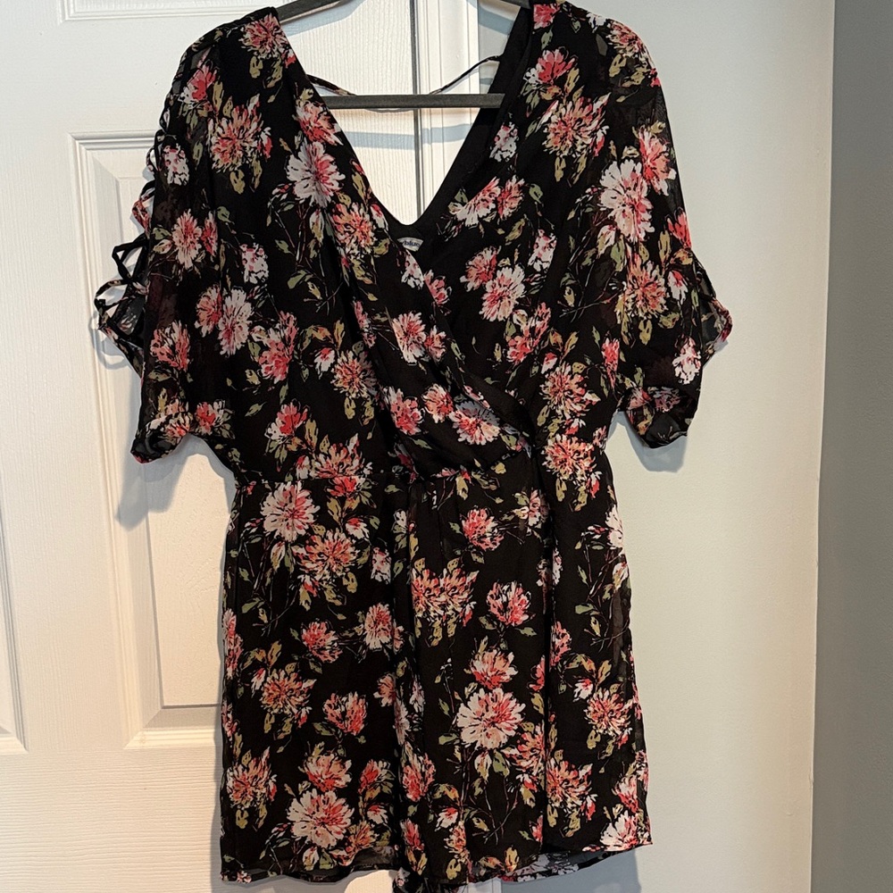 Floral Black Romper